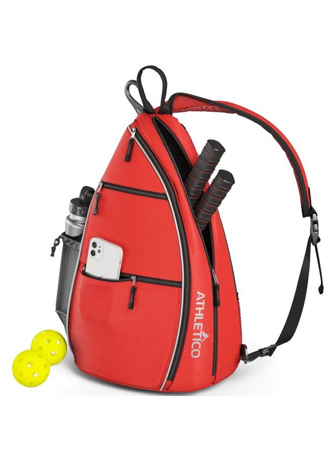 Athletico Sling Bag - Crossbody Backpack for Pickleball, Tennis, Racketball, and Travel for Men and Women (Red) - Image 1