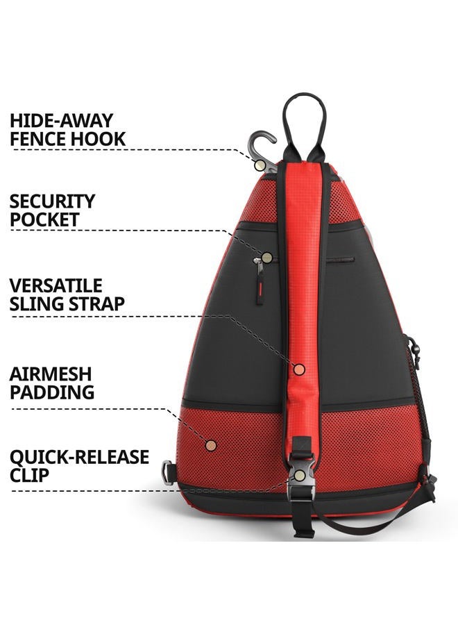 Athletico Sling Bag - Crossbody Backpack for Pickleball, Tennis, Racketball, and Travel for Men and Women (Red) - Image 3