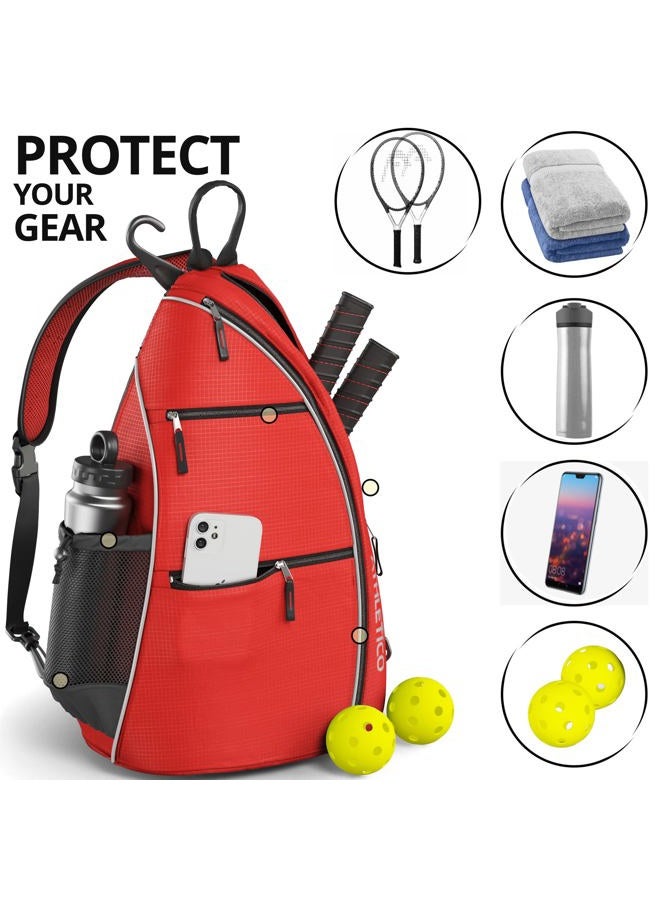 Athletico Sling Bag - Crossbody Backpack for Pickleball, Tennis, Racketball, and Travel for Men and Women (Red) - Image 4