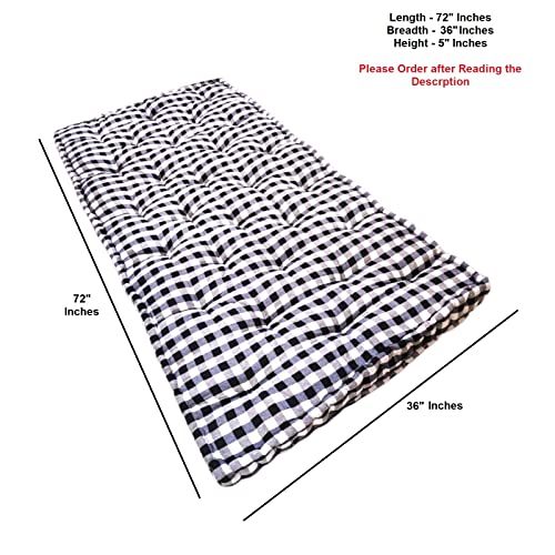 Deevine Craft Soft Thick Single Bed Cotton Box Quilt Mattress Medium Firm 3x6 ft or 72x36x5 Inches Black and White - Image 2