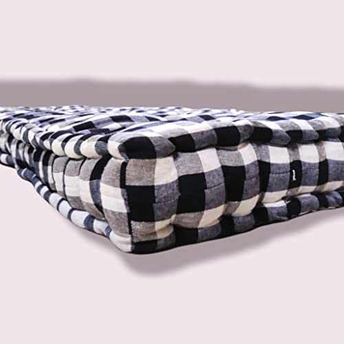 Deevine Craft Soft Thick Single Bed Cotton Box Quilt Mattress Medium Firm 3x6 ft or 72x36x5 Inches Black and White - Image 3