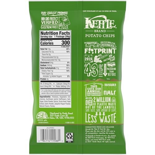 Kettle Brand Potato Chips, Jalapeno Kettle Chips, Snack Bag, 2 Oz (Pack of 6) - Image 5