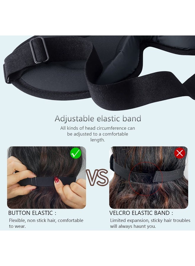 RTYY قناع نوم ثلاثي الأبعاد للرجال والنساء - قناع عين مُحسّن معتم بنسبة 100% مع وسادات أنف، بدون ضغط على العين، حزام قابل للتعديل، لمن ينامون على جانبهم، والسفر، واليوغا، والقيلولة - أسود - Image 3