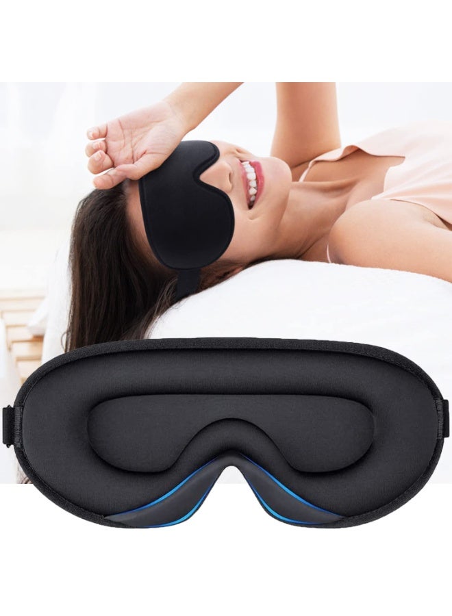 RTYY قناع نوم ثلاثي الأبعاد للرجال والنساء - قناع عين مُحسّن معتم بنسبة 100% مع وسادات أنف، بدون ضغط على العين، حزام قابل للتعديل، لمن ينامون على جانبهم، والسفر، واليوغا، والقيلولة - أسود - Image 1