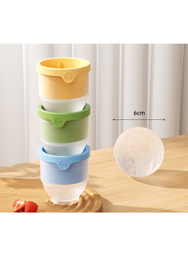 Kawkab 2.4-inch round ice cube mold 3-piece set, silicone spherical ice mold machine, stackable and easy-to-release round ice cube mold with lid, spherical ice maker with lid, suitable for coffee, lemonade, whiskey, and beverages, reusable silicone freezing mold, suitable for cold drinks, baby food, hockey pucks, ice hockey pucks, and ice. - Image 1