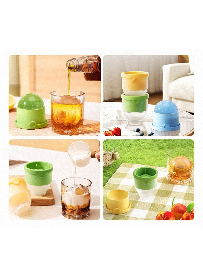 Kawkab 2.4-inch round ice cube mold 3-piece set, silicone spherical ice mold machine, stackable and easy-to-release round ice cube mold with lid, spherical ice maker with lid, suitable for coffee, lemonade, whiskey, and beverages, reusable silicone freezing mold, suitable for cold drinks, baby food, hockey pucks, ice hockey pucks, and ice. - Image 2