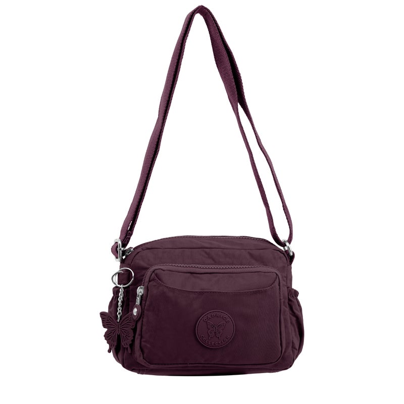 Caprice Collection Unisex Small Crossbody Bag – Burgundy, Compact, Water-Resistant Nylon, 3L - Image 1