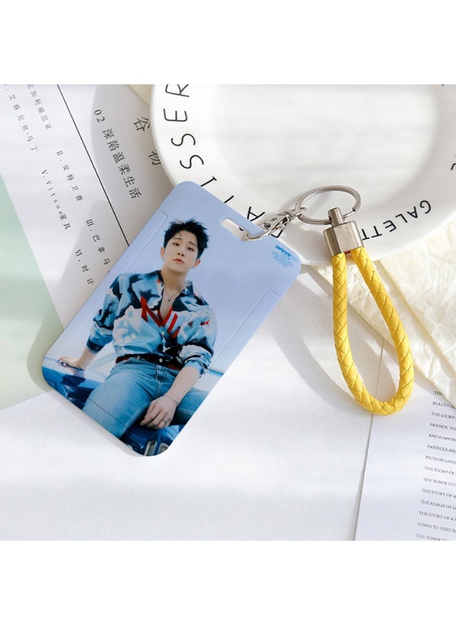 NIBEMINENT 1 - Piece GOT7 Kpop Photo Card Holder Pendant Key Chain ID Badge Holder ID Card Holder Photo Card Protector for School ID Office ID Access Card for Women Girls 