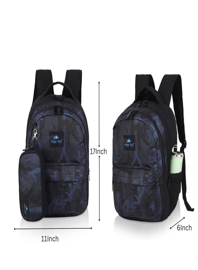 Echo Boomers Glossy Bird Backpack - Water-Resistant Unisex Bag with 4 Compartments, Bottle Holder, Detachable Pouch & Padded Straps - Travel & School Backpack (BLUE) - Image 5