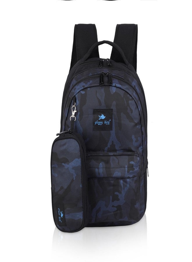 Echo Boomers Glossy Bird Backpack - Water-Resistant Unisex Bag with 4 Compartments, Bottle Holder, Detachable Pouch & Padded Straps - Travel & School Backpack (BLUE) - Image 1