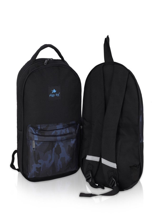 Echo Boomers Glossy Bird Backpack - Water-Resistant Unisex Bag with 4 Compartments, Bottle Holder, Detachable Pouch & Padded Straps - Travel & School Backpack (BLUE) - Image 3