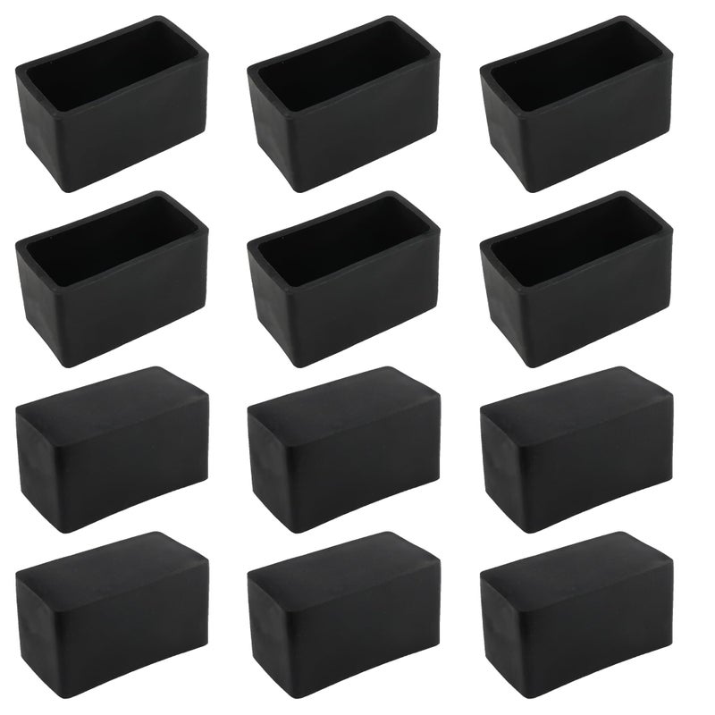 Auxbc 12Pcs 3/4"" X 1-1/2""Rectangular Rubber Furniture Leg Caps, Pvc Chair Leg Tips Caps, Furniture Foot Protectors, Black Rubber Table Foot Cover, Wear-Resistant Table Chair Leg End Cap - Image 1