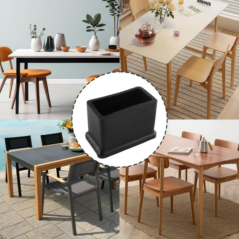 Auxbc 12Pcs 3/4"" X 1-1/2""Rectangular Rubber Furniture Leg Caps, Pvc Chair Leg Tips Caps, Furniture Foot Protectors, Black Rubber Table Foot Cover, Wear-Resistant Table Chair Leg End Cap - Image 5