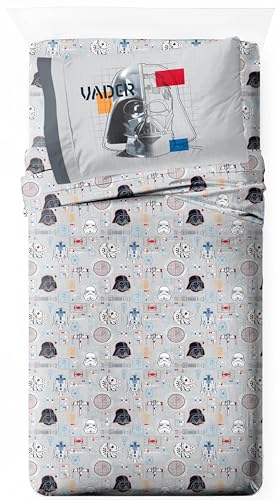 Jay Franco Kids Sheet Set with Fitted Flat Sheets Pillow Cover UltraSoft Bedding with Pillowcase for Room Decor Gray Star Wars 3 Piece Twin - Image 1