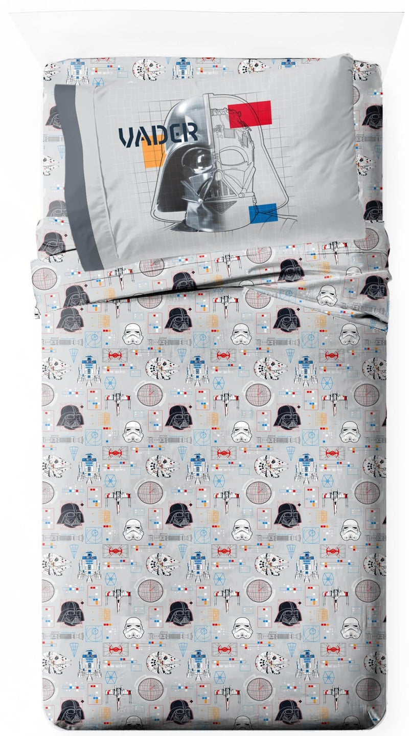 Jay Franco Kids Sheet Set with Fitted Flat Sheets Pillow Cover UltraSoft Bedding with Pillowcase for Room Decor Gray Star Wars 3 Piece Twin - Image 2