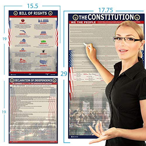 Young N Refined American Founding documents LARGE Laminated 3 pack: US Constitution with all amendments, Declaration of Independence and Bill of Rights (18x29) Young N Refined - Image 3