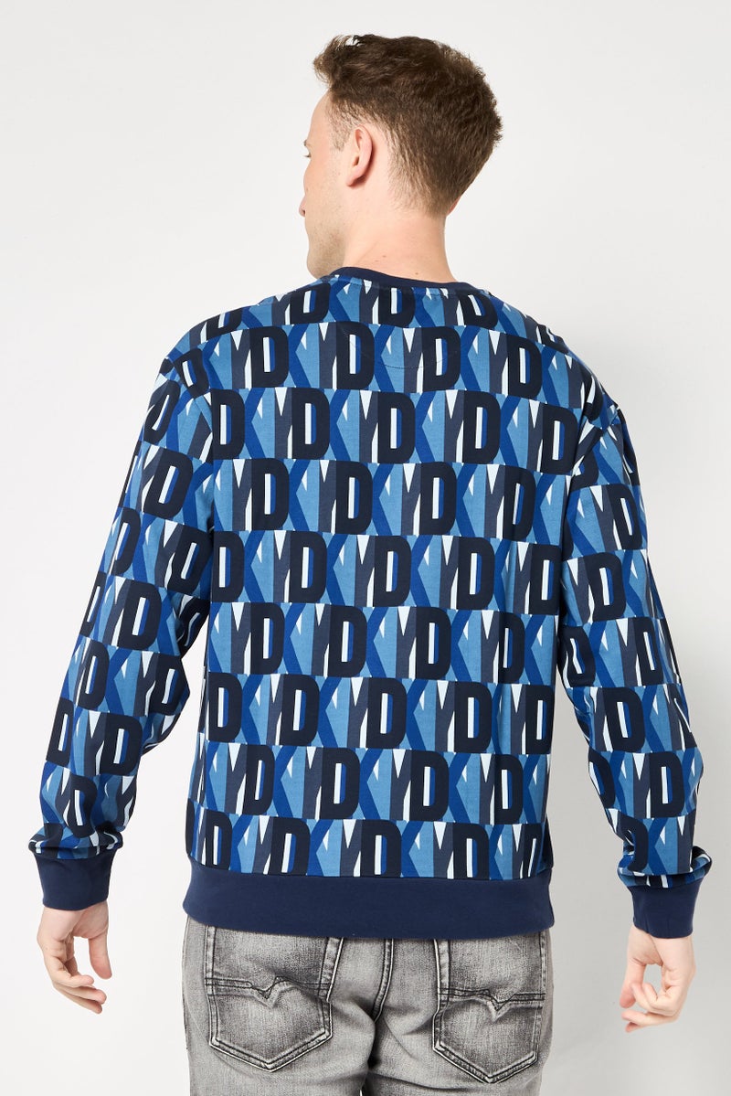 DKNY Men Crew Neck Long Sleeve Allover Print Sweatshirt, Multicolor - Image 4