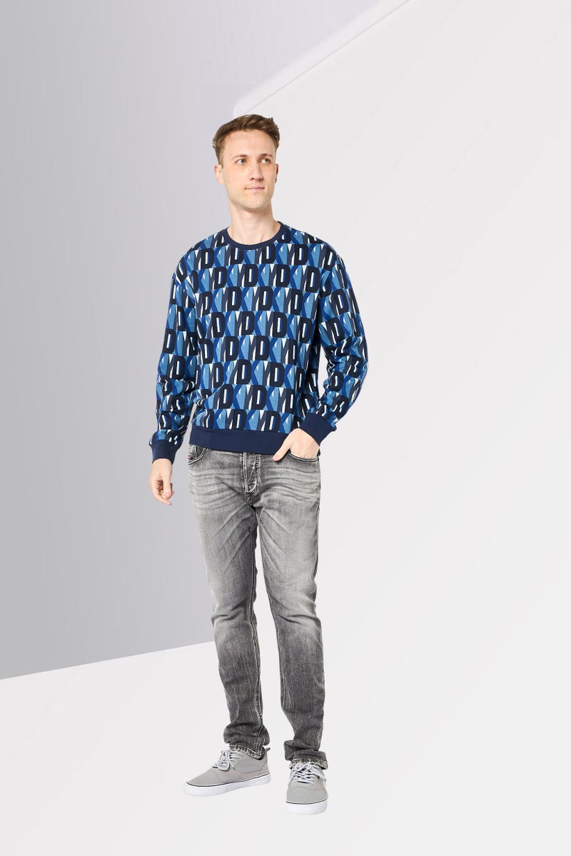 DKNY Men Crew Neck Long Sleeve Allover Print Sweatshirt, Multicolor - Image 2