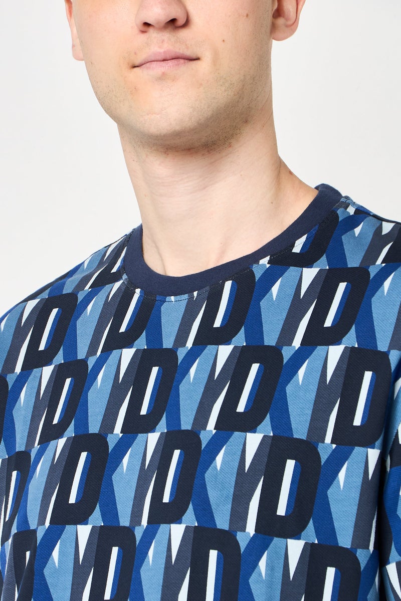 DKNY Men Crew Neck Long Sleeve Allover Print Sweatshirt, Multicolor - Image 3