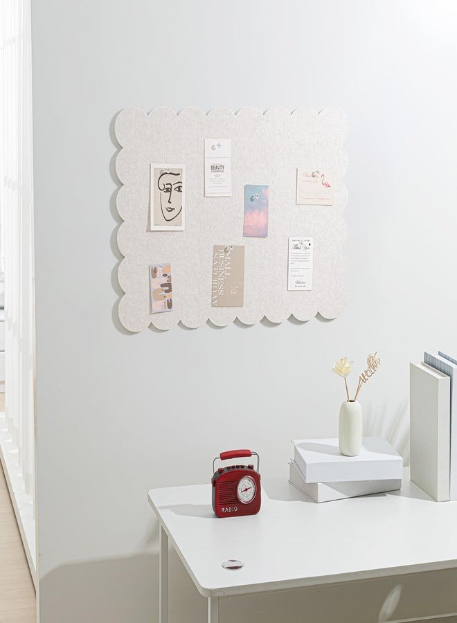 Mooliwe Scalloped Felt Board 36 x 24 Inches Foldable Camel Bulletin Board Decorative Pin Board Cork Board Alternative for Wall, 3' x 2' Trifold Picture Board Self Adhesive Vision Board - Image 4