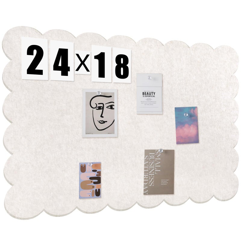 Mooliwe Scalloped Felt Board 36 x 24 Inches Foldable Camel Bulletin Board Decorative Pin Board Cork Board Alternative for Wall, 3' x 2' Trifold Picture Board Self Adhesive Vision Board - Image 1