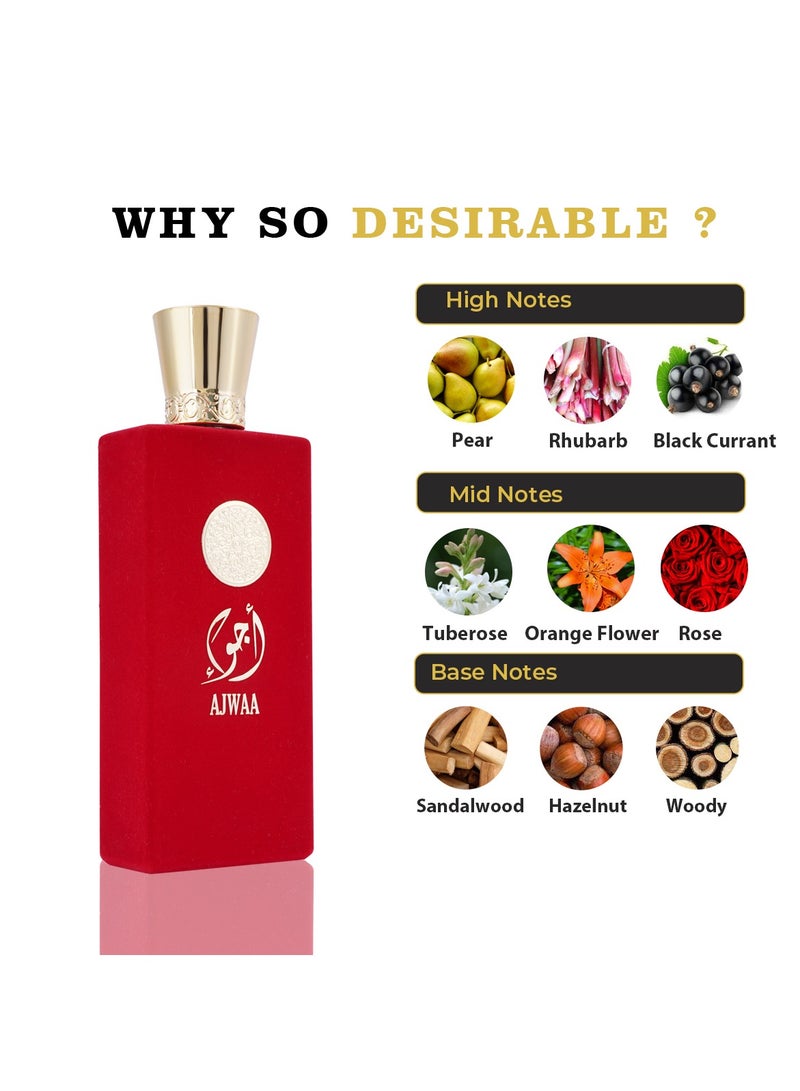 NUSUK SPRAY AJWAA OUD RED EAU DE PARFUM FOR WOMEN 100ML - Image 2