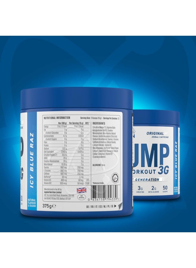 Applied Nutrition Pump 3G Pre Workout Powder – Energy, Focus & Performance, 375g (25 Servings) – Icy Blue Raz Flavor - Image 5