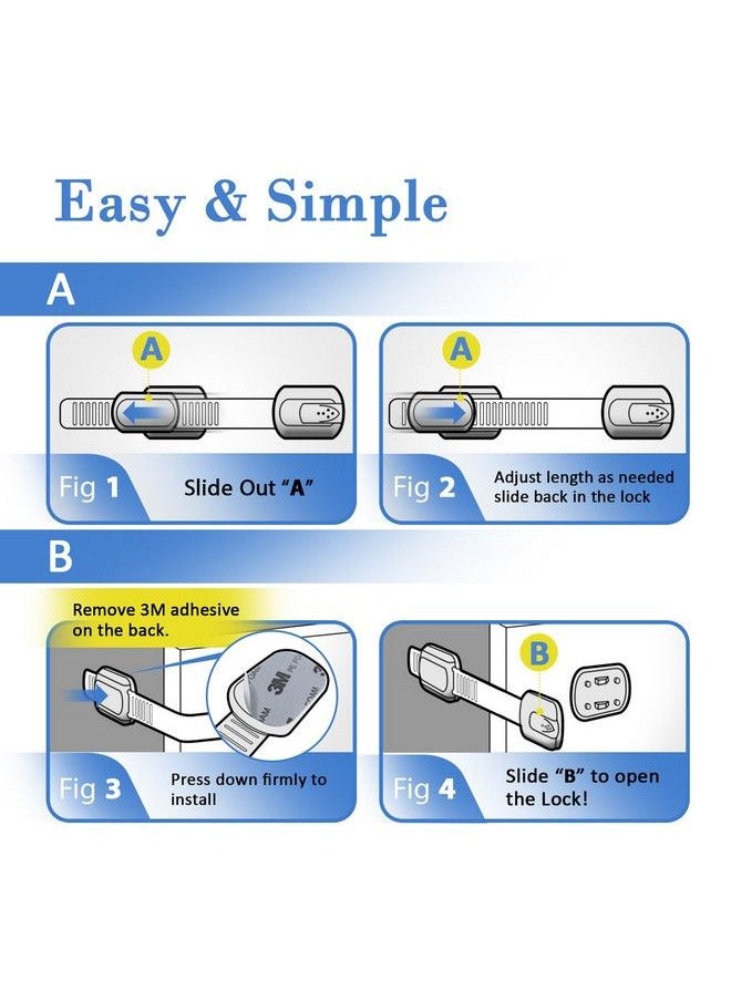 Jool Baby Products - Jool Baby Child Safety Strap Locks (12 Pack) For Fridge Cabinets Drawers Dishwasher Toilet Adhesives No Drilling - Image 1