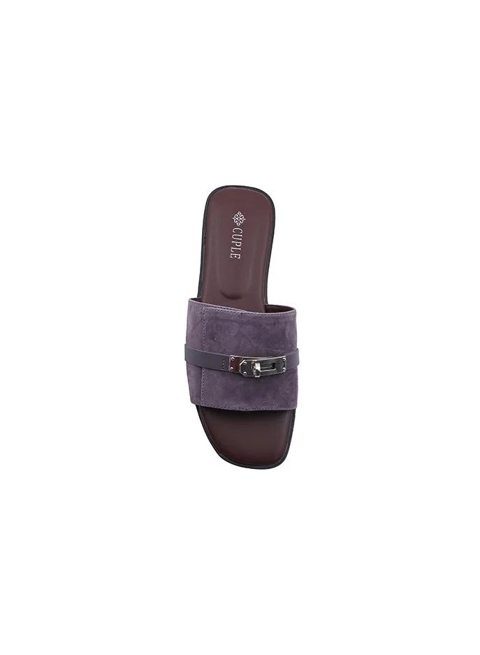 Cuple Dark Grey Flat Sandal – Deep Neutral Comfort for Women | Best Price UAE