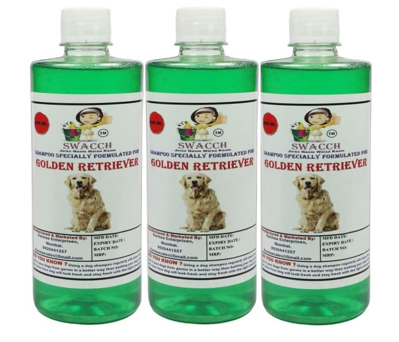 swacch Golden Retriever Dog Shampoo + Dumbbell Toy I Durable Rubber Dog Toy for Chewing I Playing,Teeth Cleaning & Training Toy I Combo Pack I 500ml Pack of 3 Neem Alovera - Image 2