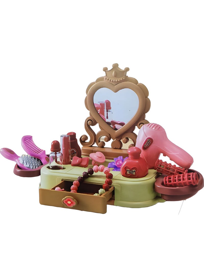 MAGIC VAULT Beauty Dresser Vanity Makeup Play Set,Makeup Dressing Table For Girls With 58PCS Of Beads And Accessories,Beauty And fashion Toys,Pretend And Play Makeup Set.  - Image 1