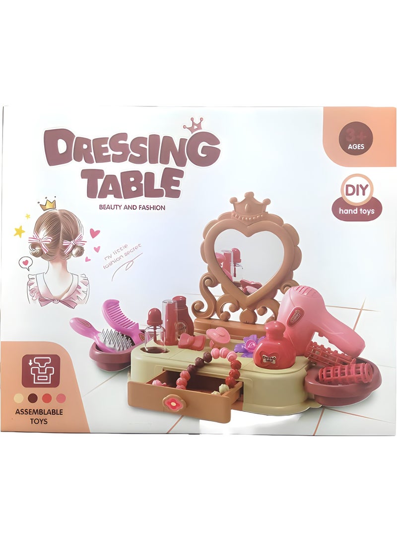 MAGIC VAULT Beauty Dresser Vanity Makeup Play Set,Makeup Dressing Table For Girls With 58PCS Of Beads And Accessories,Beauty And fashion Toys,Pretend And Play Makeup Set.  - Image 2