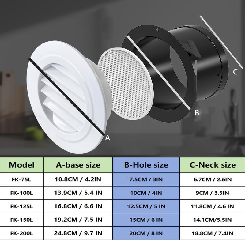 2 Pack 4 Inch Arch Belly Ceiling Vents With Anti Fly Mesh For Bathroom Kitchen Garage Ventilation - Image 4