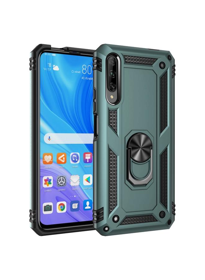 زبون حافظة لهاتف هواوي Y9s مقاومة للصدمات من مادة TPU + PC مع حامل دوار 360 درجة (أخضر) - Image 1