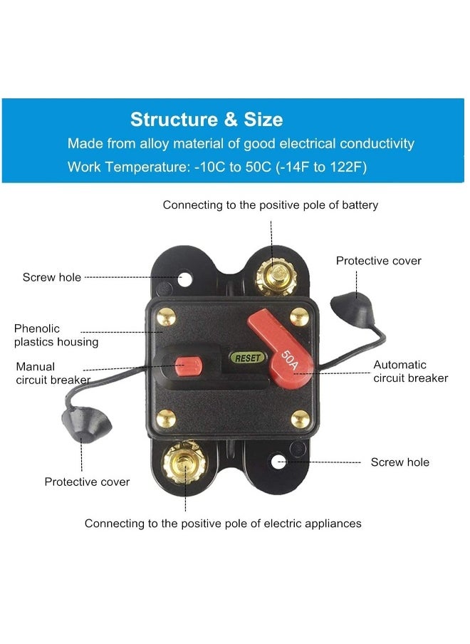 Generic - Circuit Breaker 100 Amp   12 24V DC Circuit Breaker with Manual Reset Waterproof Fuse Holder for Marine RV Car Audio and Home Solar System Amps Protection - Image 1