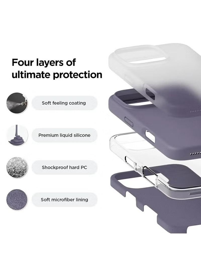 general Ultra-Slim Liquid Silicone Case for iPhone 16 Pro Max | Premium Soft-Touch Protective Cover with Internal Microfiber Lining & Enhanced Camera Protection – Deep  Lavande - Image 5