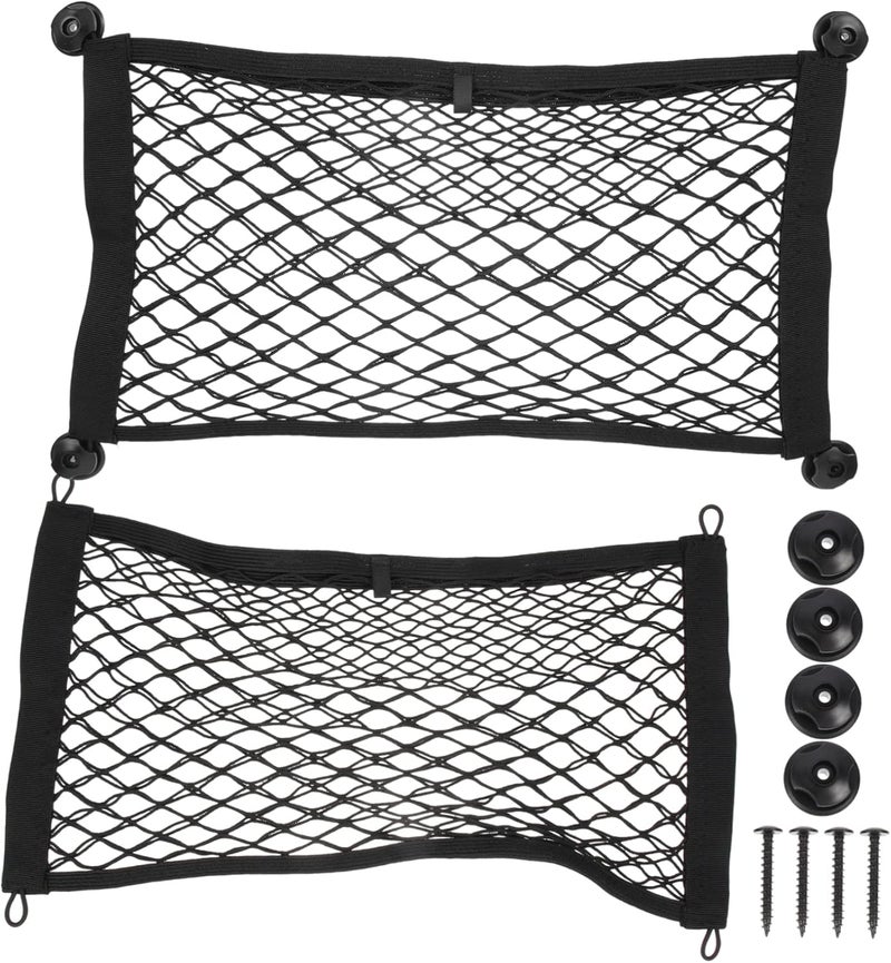 ULTECHNOVO 2pcs Trunk Net Organizer for Car Mesh Storage Pockets Vehicle Cargo Netting for Suv Truck for Groceries Gear and Tools - Image 1