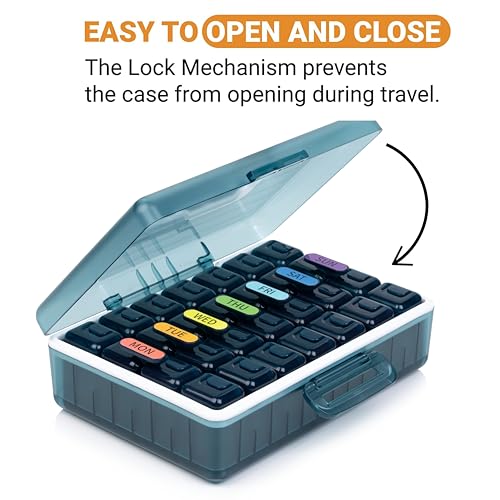 POPCUBE Big Premium Medicine organizer- Medicine organizer box- 7 days Pill Box For Home-Pill Organizer Case With Large Compartments, Portable for pills & Supplements (Blue) - Image 4