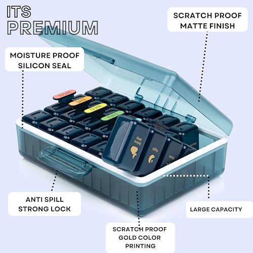POPCUBE Big Premium Medicine organizer- Medicine organizer box- 7 days Pill Box For Home-Pill Organizer Case With Large Compartments, Portable for pills & Supplements (Blue) - Image 3