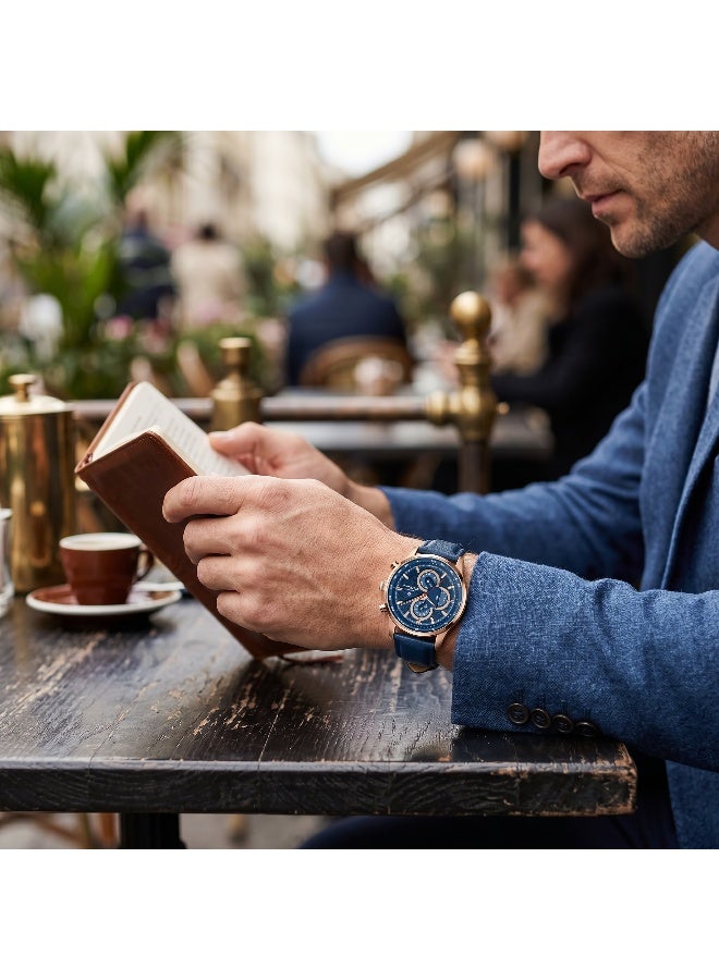 Ben Sherman Brighton Blue Dial Blue Genuine Leather Strap Chronograph Watch for Men, 43.5mm - Image 5