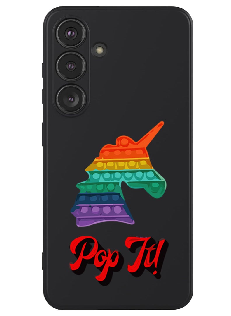 Theodor Protective Slim Fit Case Liquid Silicone Cover with Full Body Protection Anti-Scratch Shockproof Case For Samsung Galaxy S24 (Black) - Pop It Unicorn - Image 1