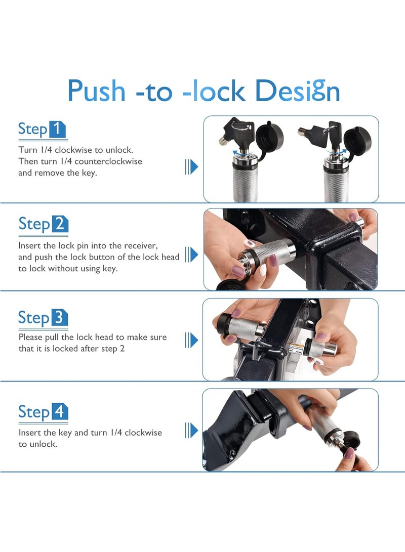 COYO Trailer Hitch Lock, Trailer Hitch Receiver Locking Pin, Anti-Theft Tow Hitch Lock with Waterproof Cap and 2 Keys, Convenient Hitch Lock for Tow Truck Boat, Car Accessories (White) - Image 4