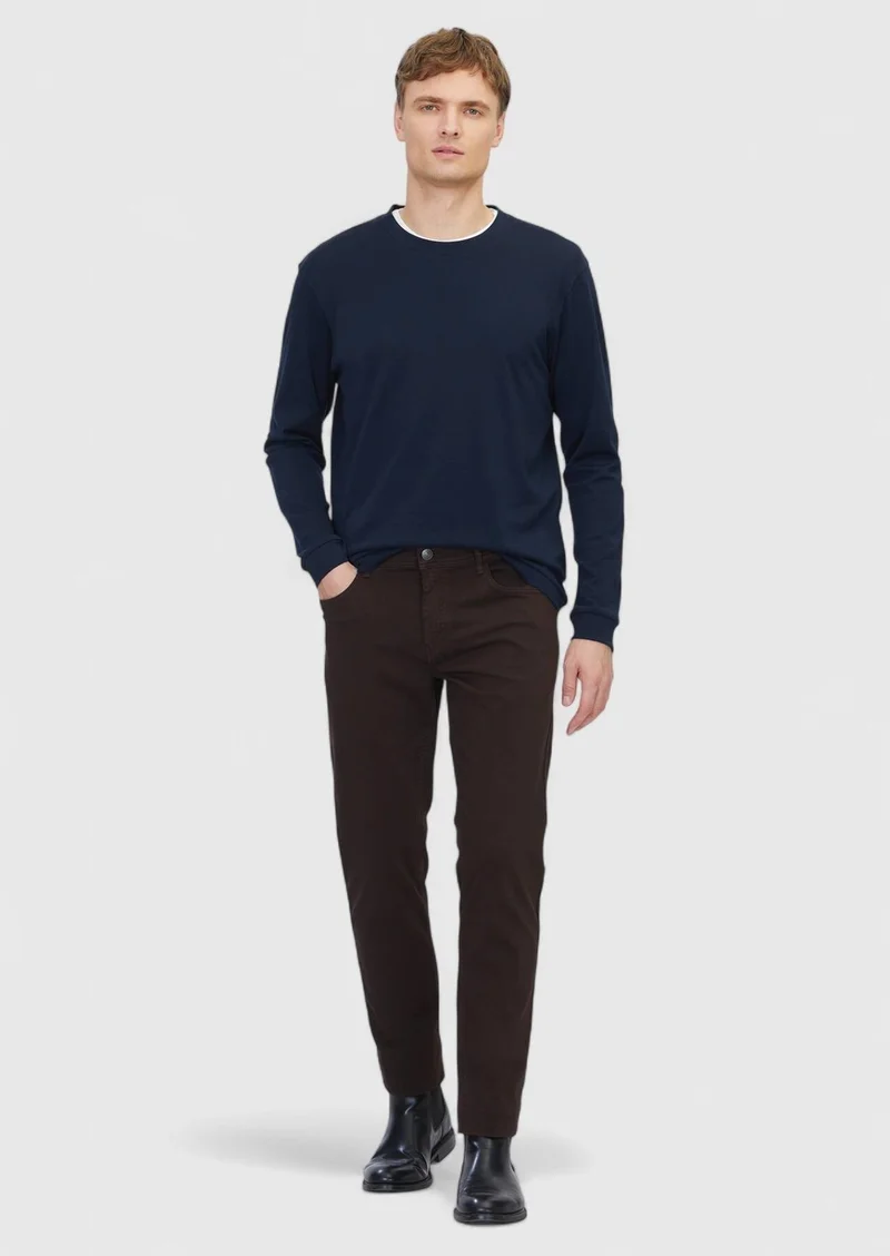 RAMSEY Navy Blue Plain Crew Neck 100% Cotton T-Shirt