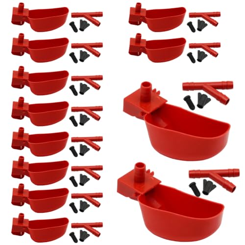 MODUODUO 12Pcs Quail Water Cups Pigeon Automatic Bird Waterer for Cage Hang Drinker Breeding Poultry Drinking BowlsRed - Image 1