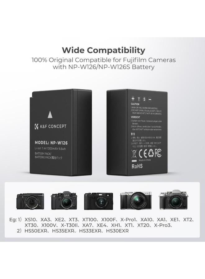 كيه آند إف كونسبت طقم بطاريات ان بي-دبليو126/ان بي-دبليو126اس مزود بشاحن سريع مزدوج يو لس بي - Image 3