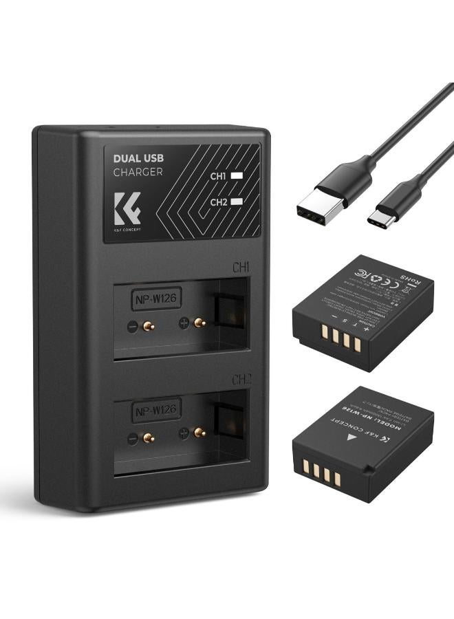 كيه آند إف كونسبت طقم بطاريات ان بي-دبليو126/ان بي-دبليو126اس مزود بشاحن سريع مزدوج يو لس بي - Image 1