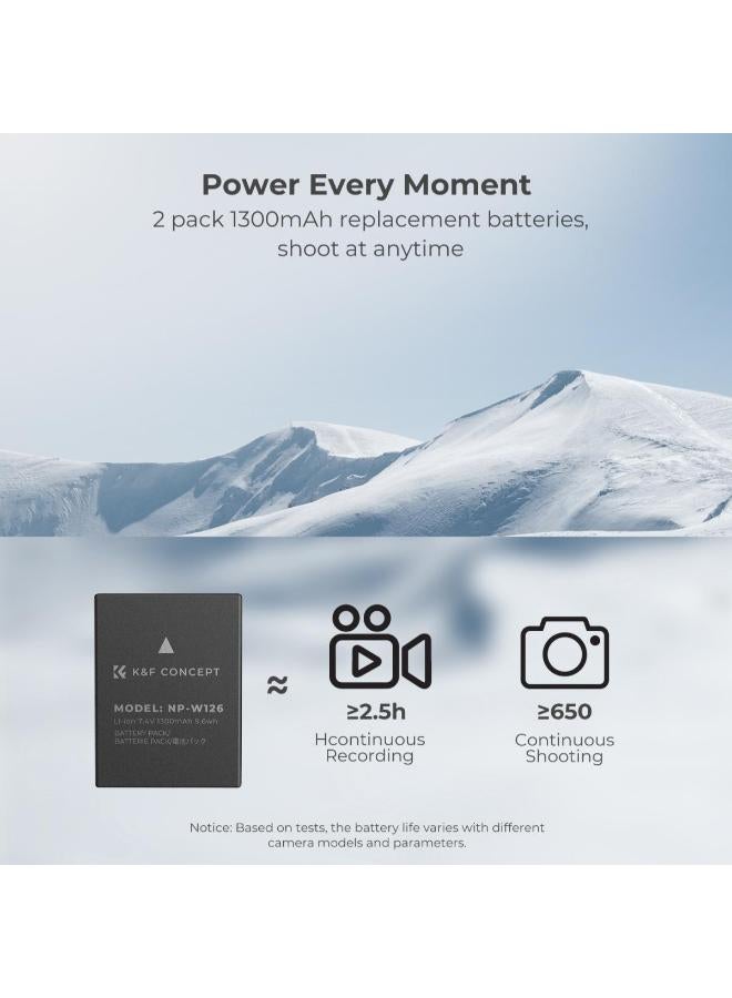 كيه آند إف كونسبت طقم بطاريات ان بي-دبليو126/ان بي-دبليو126اس مزود بشاحن سريع مزدوج يو لس بي - Image 2