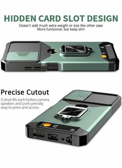 GROIC For Samsung Galaxy S23 Ultra Case with Credit Card Storage Design & Slide Camera Cover, Shockproof Dropproof Dust-Proof Heavy Duty Phone  Cover,Ring Bracket Protective Phone Shell for S23 Ultra 6.8''  - Image 5