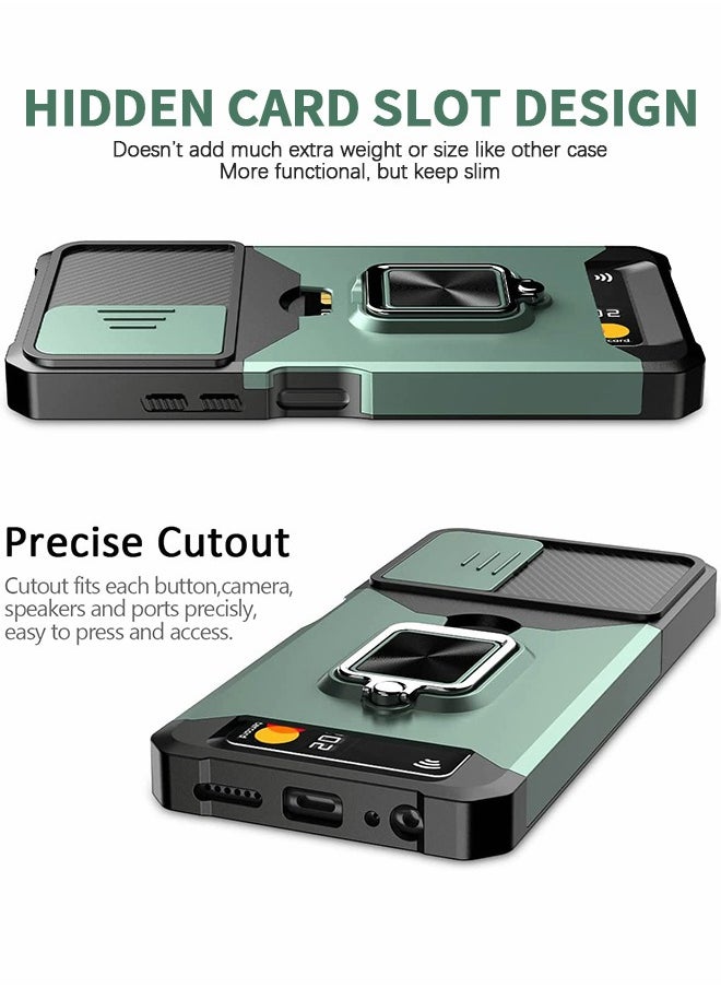 GROIC For Samsung Galaxy S23 Ultra Case with Credit Card Storage Design & Slide Camera Cover, Shockproof Dropproof Dust-Proof Heavy Duty Phone  Cover,Ring Bracket Protective Phone Shell for S23 Ultra 6.8''  - Image 5