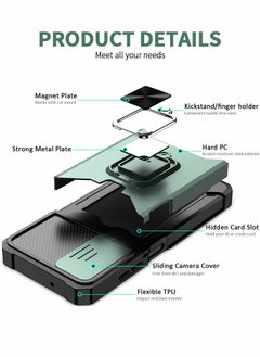 GROIC For Samsung Galaxy S23 Ultra Case with Credit Card Storage Design & Slide Camera Cover, Shockproof Dropproof Dust-Proof Heavy Duty Phone  Cover,Ring Bracket Protective Phone Shell for S23 Ultra 6.8''  - Image 3